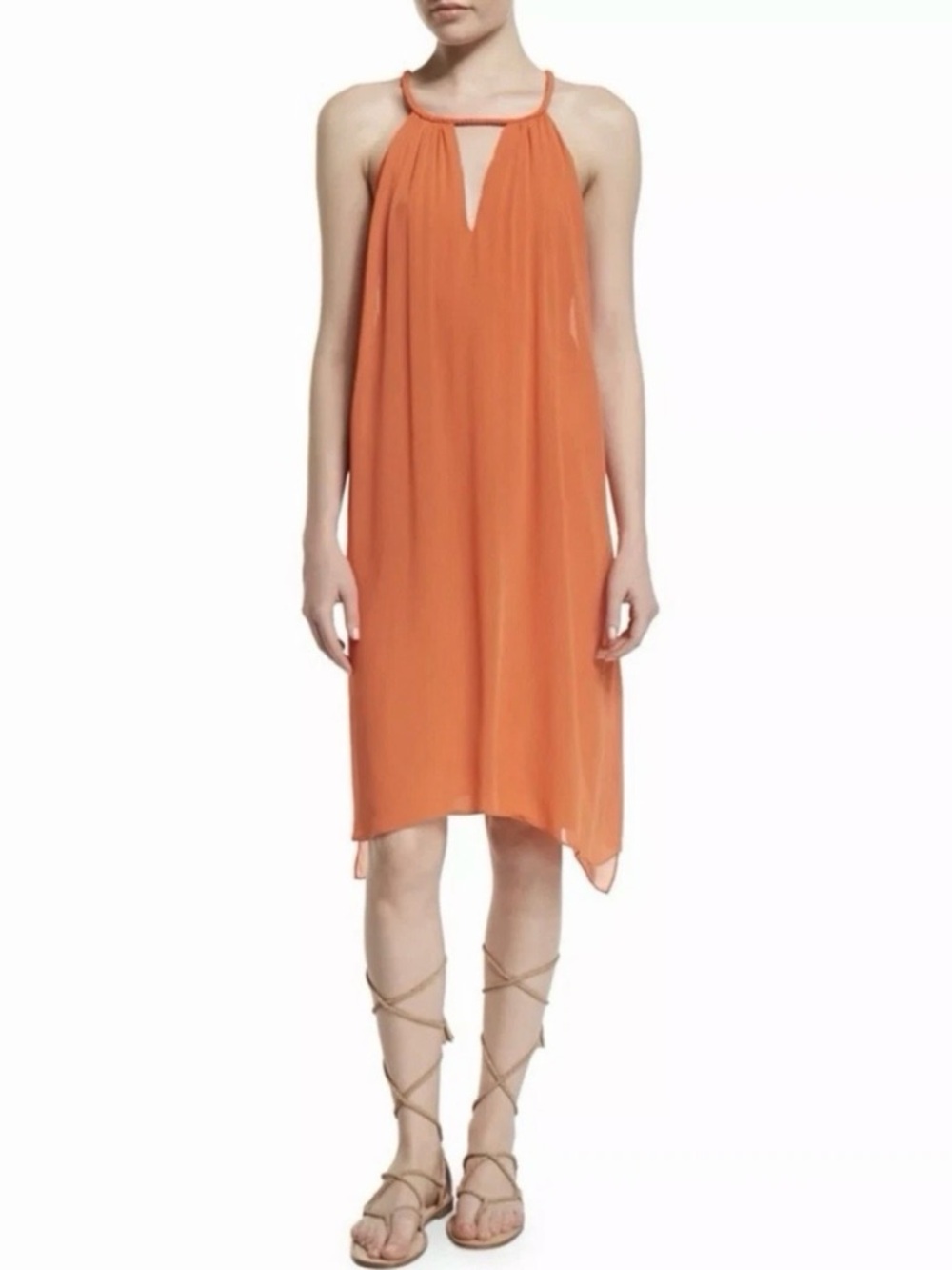 Alice + Olivia Orange Halter Mini Dress